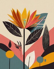 Wall Mural - retro Trendy paper collage composition wallpaper modern art