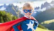 young boy in a superhero costume