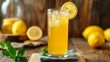 A tall glass of lemonade on background, Generative AI
