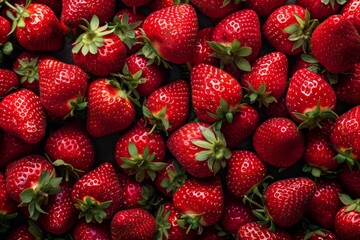 Wall Mural - red strawberries background