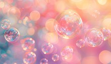 Soap Bubbles With Pink Bokeh Background