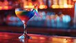 Colorful Cocktail with Pride Flag in Festive Bar Atmosphere