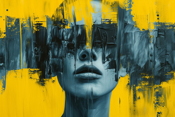 abstract yellow elegance brush portrait