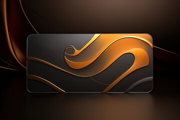 A black and gold card design with a wave pattern