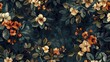 A vintage floral pattern with a modern twist on a dark moody background