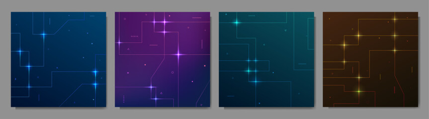 Wall Mural - vector illustration. software programming concept. glowing lines and dots. digital technological bac