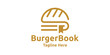 logo design combination of burger with book, logo design template, symbol, icon, creative idea.