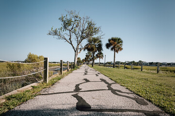 Footpath through Pitt Street Beach Park in Mount Pleasant, South Carolina 