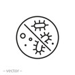 © Yurii - protection against bacteria icon, antibacterial property, stop virus, thin line symbol - editable stroke vector illustration