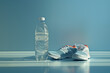 Fitness readiness with water and running shoes