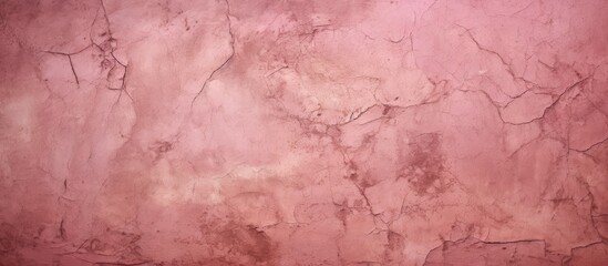 Poster - A close up of a pink wall with a marble texture, featuring tints of magenta and peach. The pattern resembles a rock landscape, with shades of brown and wood in a rectangular shape