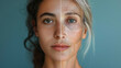 A half-face comparison of young and aged beauty.
