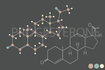 Canvas Print -  progesterone molecular skeletal chemical formula	
