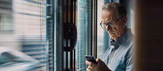 senior man looking at mobile phone