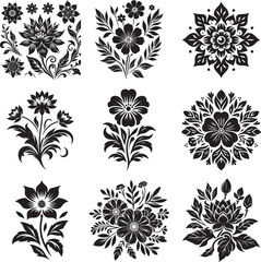 Wall Mural - Flower silhouette vector illustration bundle