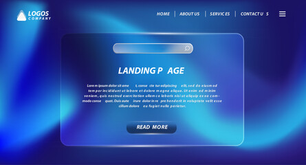 Wall Mural - Realistic glass effect background website and landing page template design
