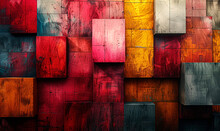 Abstract Red And Yellow Textured Blocks With A 3D Effect