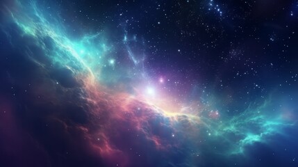 Wall Mural - Space background with realistic nebula and shining stars. Neural network AI generated art