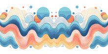 Abstract Background With Blue And Orange Waves And Circles. Pattern Background, Vector Illustration, Generative Ai