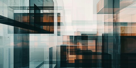 Poster - Multiple exposure of modern abstract glass architectural forms