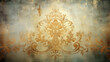 Antique golden flourish on a distressed vintage background texture