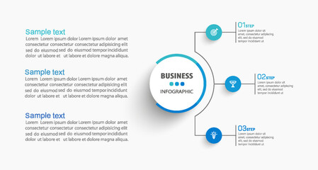 Wall Mural - modern business infographic template with 3 options or steps