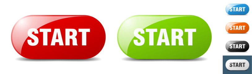 start button. key. sign. push button set