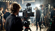 A Film Director Directing actors and crew members during rehearsals and filming to achieve desired performances and shots