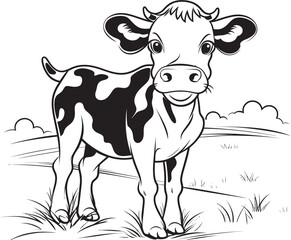 Coloring Capers Cartoon Cow Black Icon Symbol Bovine Beauty Cartoon Cow Page Emblem