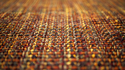 Poster - An intricate image showcasing the weave of a fabric with warm, autumnal tones, conveying a sense of warmth and comfort