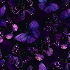 Wall Mural - pattern, dark purple, butterflies -