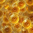 Yellow fat, like obesity cells, under the microscope