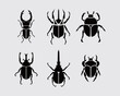 beetle insect polygonal silhouette logo vector collection clip art element symbol sticker ink editable