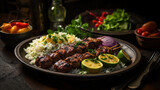 Fototapeta Natura - persian Chelo Kebab, Delicious and sumptuous сreated with Generative Ai
