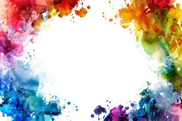 Wall Mural - abstract colorful watercolor frame with white space in the middle. generative ai