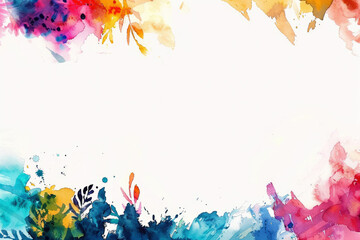 Wall Mural - abstract colorful watercolor frame with white space in the middle. generative ai