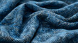 This high-resolution image captures the intricate details and patterns of the classic blue denim material used in clothing