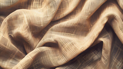 Poster - Elegantly draped golden silky fabric with a delicate grid pattern gives off a luxurious vibe