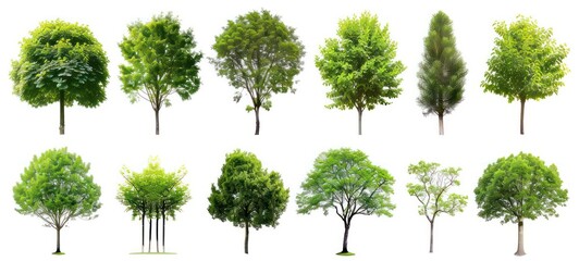 Collection of Isolated Trees on white background. Suitable for use in architectural design or Decoration work. Used with natural articles both on print and website.