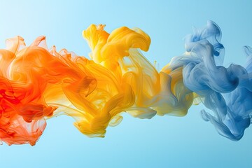 Wall Mural - A colorful smoke trail with orange, yellow, and blue colors