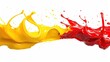 A splash of bright yellow and red paint on a white background