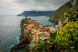 Fototapeta Desenie - Dramatic landscape of Vernazza under a storm, Liguria,  Italy