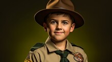 Badge Of Honor Boy In Scout Uniform Earns Merit Badge