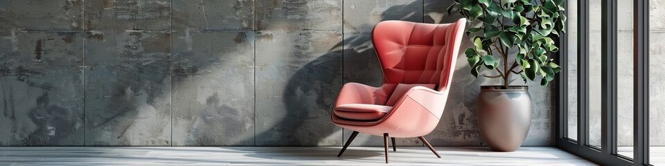 Wall Mural - pink chair in the interior.