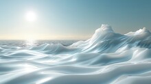 an iceberg in the middle of the ocean with a bright sun in the sky over the water behind it.