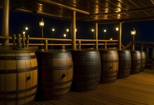 Barrels On The Deck Of Pirates Ship