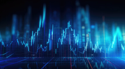 Forex Trading Chart in Blue Hue