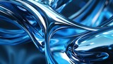 Fototapeta Zachód słońca - Blue abstract liquid metal background. 3D rendering.