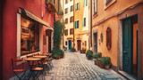 Fototapeta Uliczki - european classic, street with cafés