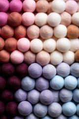 Wall Mural - Different color wool balls on texture background, closeup view сreated with Generative Ai